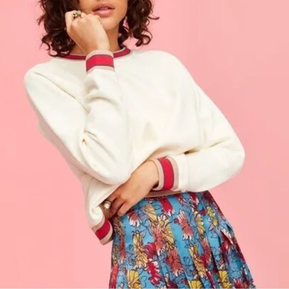 Aritzia Tops - Aritzia Little Moon Cream Varsity Crewneck Fleece Lined Sweatshirt